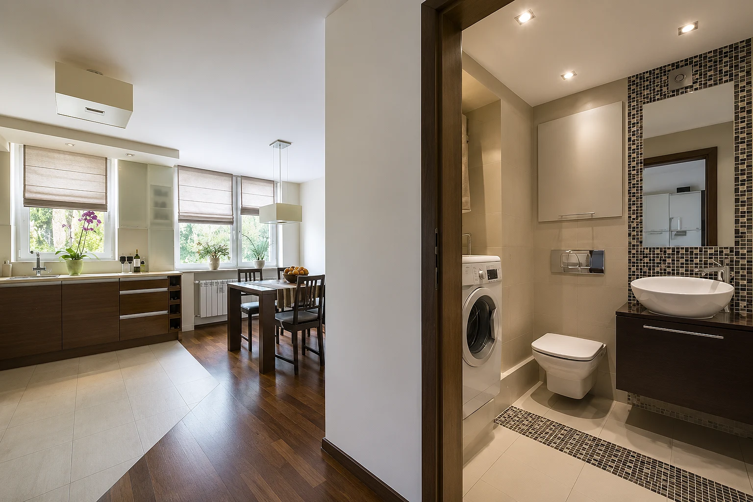 Bếp đối diện nhà vệ sinh và giải pháp vách ngăn kiến trúc để hóa giải
