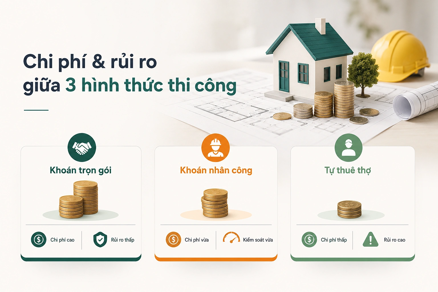 Xây nhà phố nên chọn hình thức khoán trọn gói hay thuê nhân công