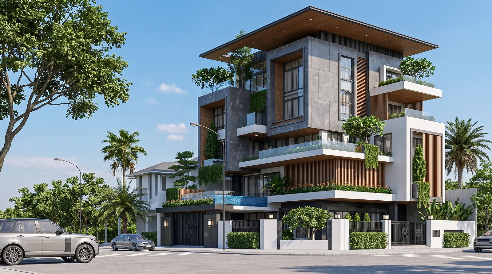 Nhà phố 3 tầng phong cách tối giản tại Hoài Đức