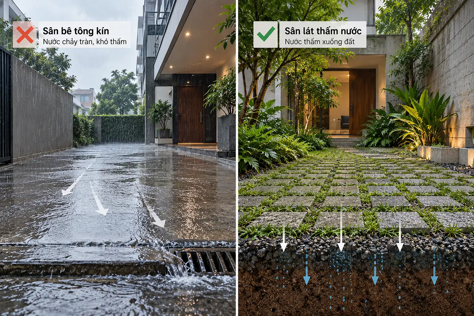 Giảm bê tông, thêm khoảng thở cho kiến trúc bền vững
