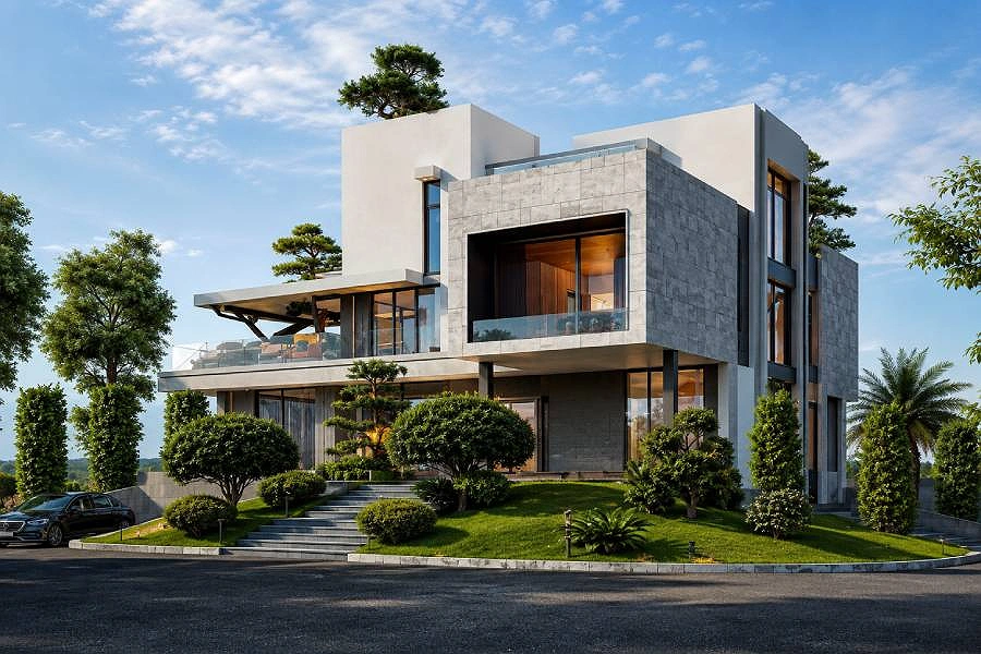 Biệt thự hiện đại ốp đá