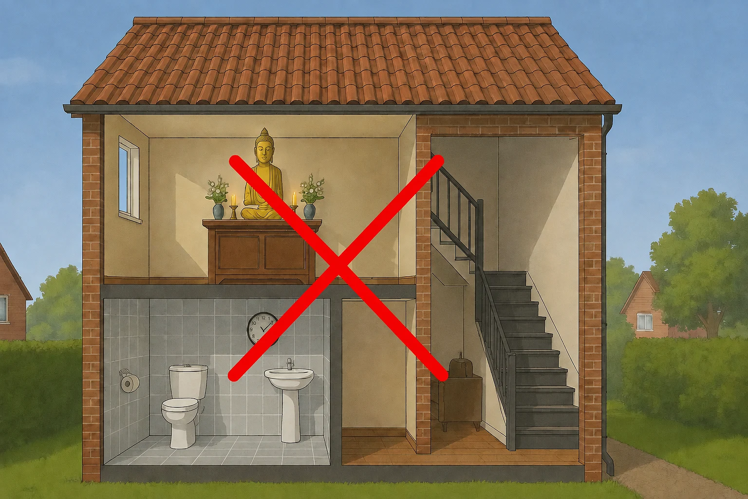 Bàn thờ đặt trên hoặc cạnh nhà vệ sinh là điều đại kỵ